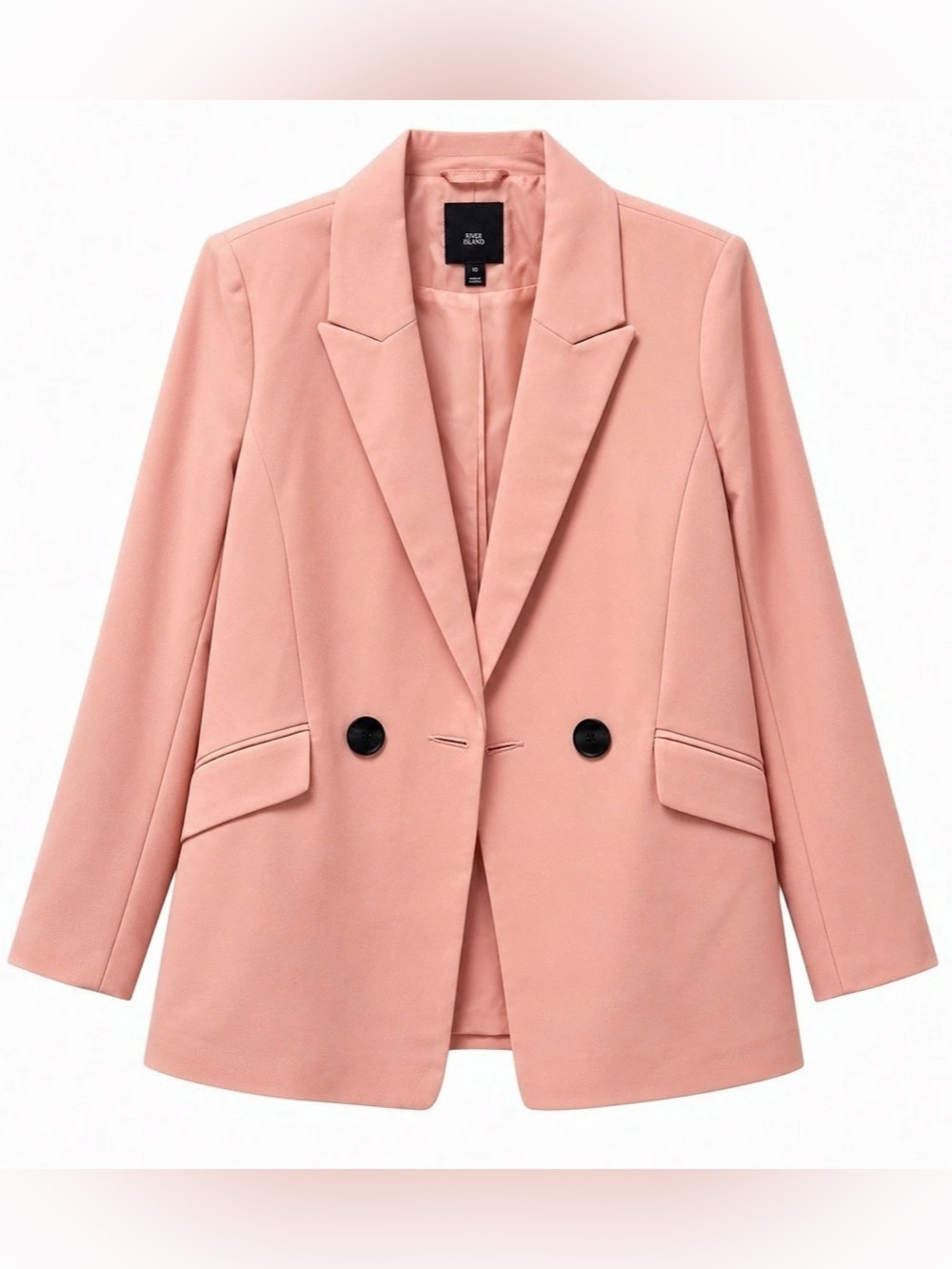 River Island Double-Breasted Blazer in Pink Size 10
